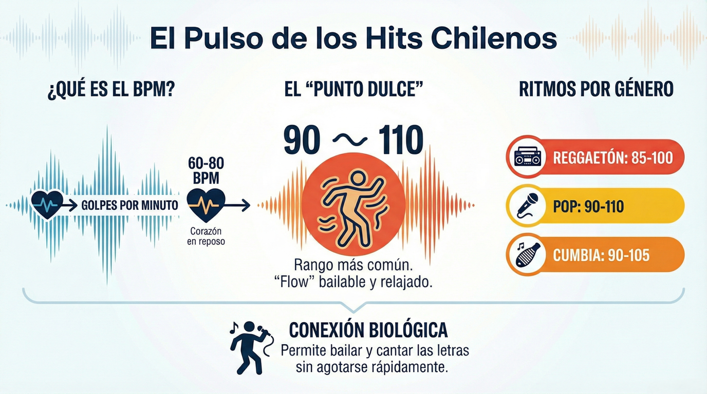 El BPM (tempo) mas popular entre los hits chilenos