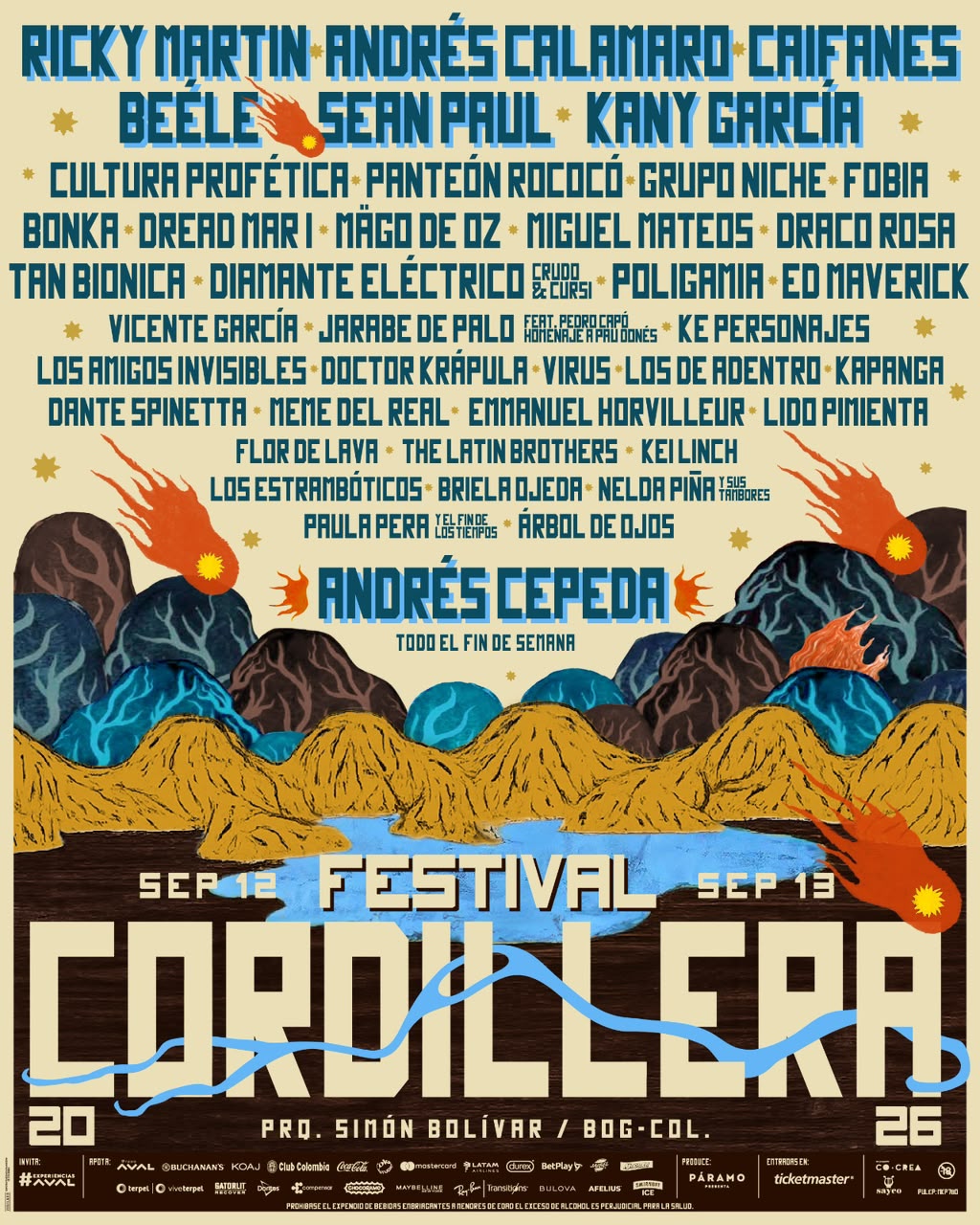 El Festival Cordillera 2026 devela su cartel oficial encabezado por Ricky Martin y Andrés Calamaro