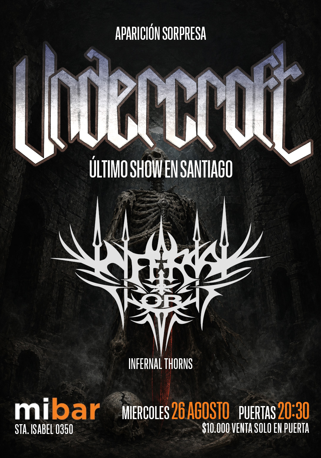 Undercroft realizará show sorpresa en MiBar